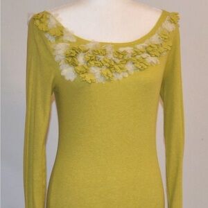 Anthropologie Chartreuse Floral Top